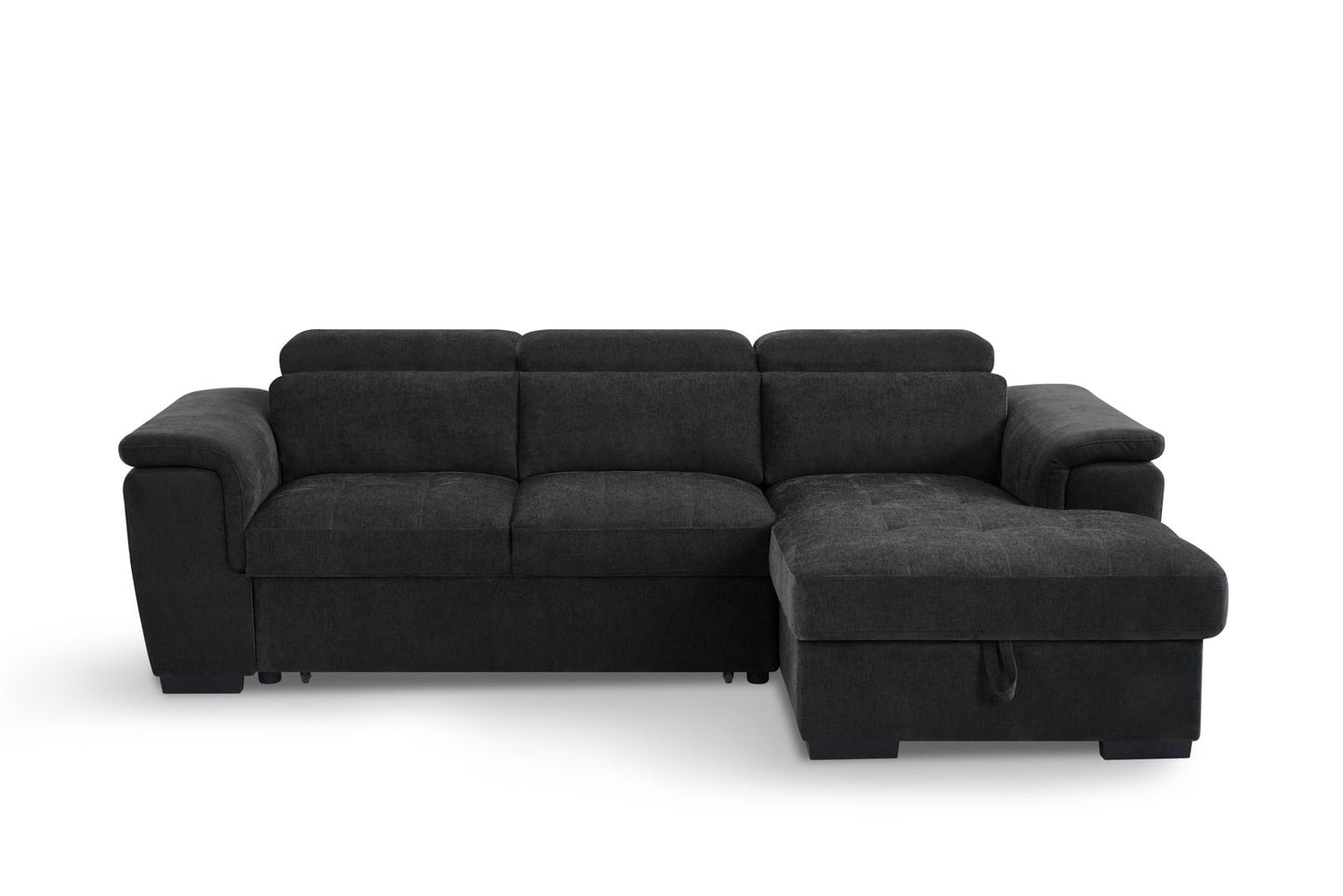 Alaya Storage L Shape Sofa Bed - Black
