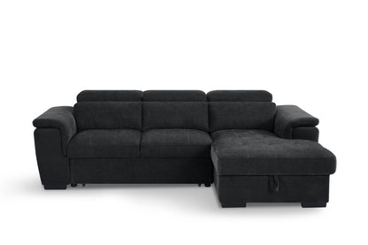 Alaya Storage L Shape Sofa Bed - Black