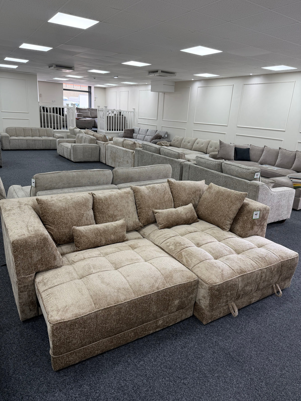 Brooklyn Electric Storage Right Hand Sofa Bed - Mushroom Beige