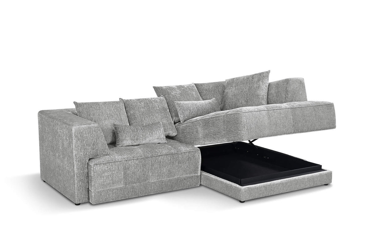 Brooklyn Electric Storage Right Hand Sofa Bed - Silver Pre-Order