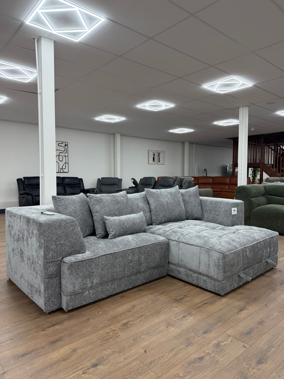 Brooklyn Electric Storage Right Hand Sofa Bed - Silver
