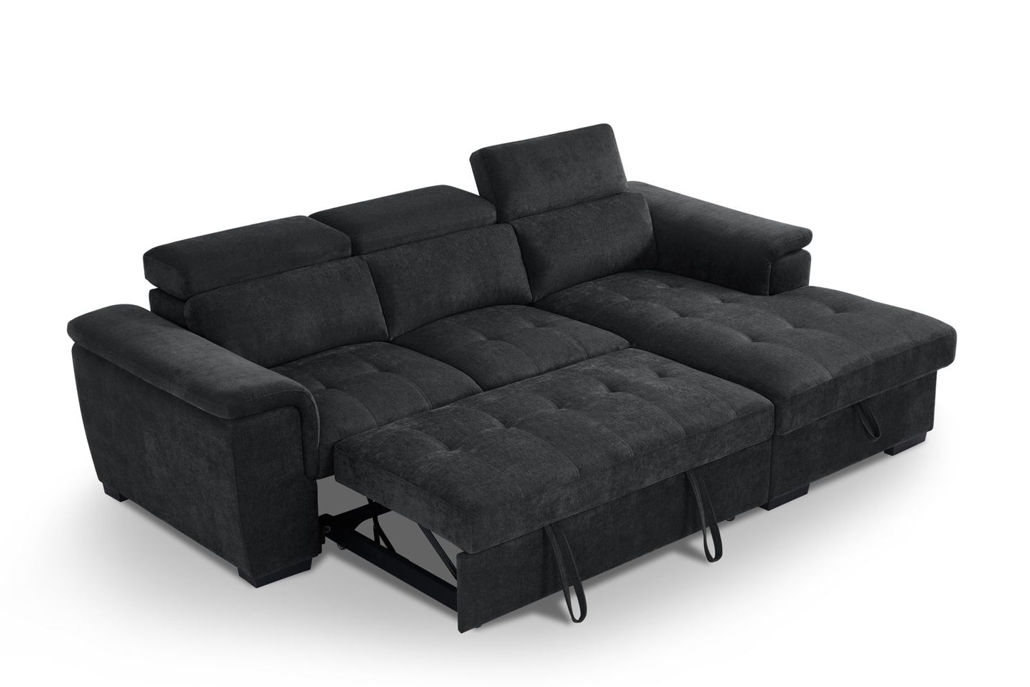 Alaya Storage L Shape Sofa Bed - Black