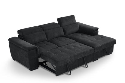 Alaya Storage L Shape Sofa Bed - Black