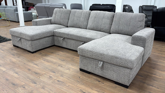 Como U Shape Corner Sofabed With Storage - Grey