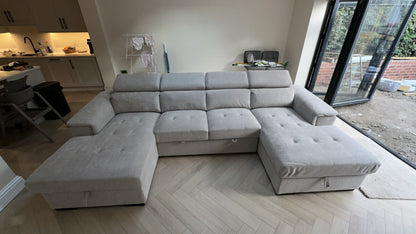 Alaya Storage U Shape Sofabed - Beige