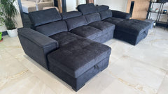 Alaya Storage U Shape Sofabed - Black
