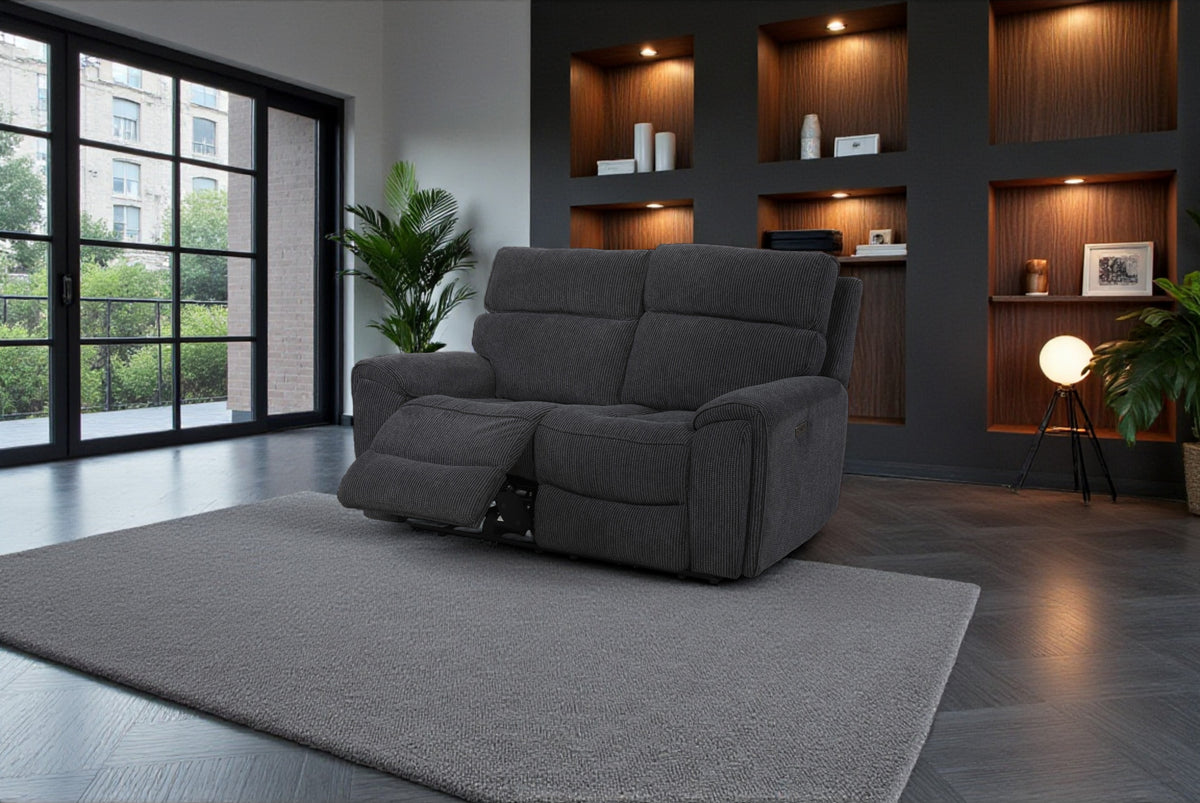 Atlanta Black Power Recliner 2 Seater Sofa