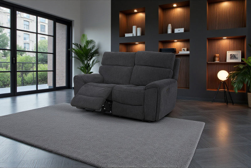 Atlanta Black Power Recliner 2 Seater Sofa