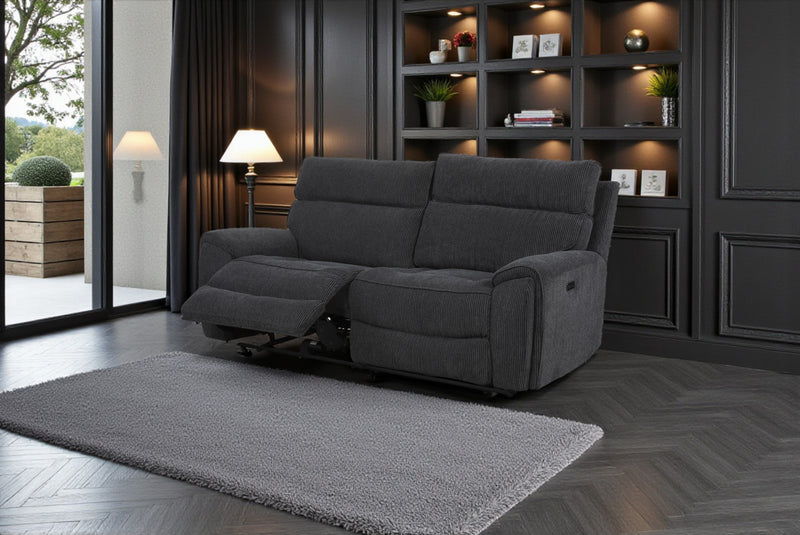 Atlanta Black Power Recliner 3 Seater Sofa