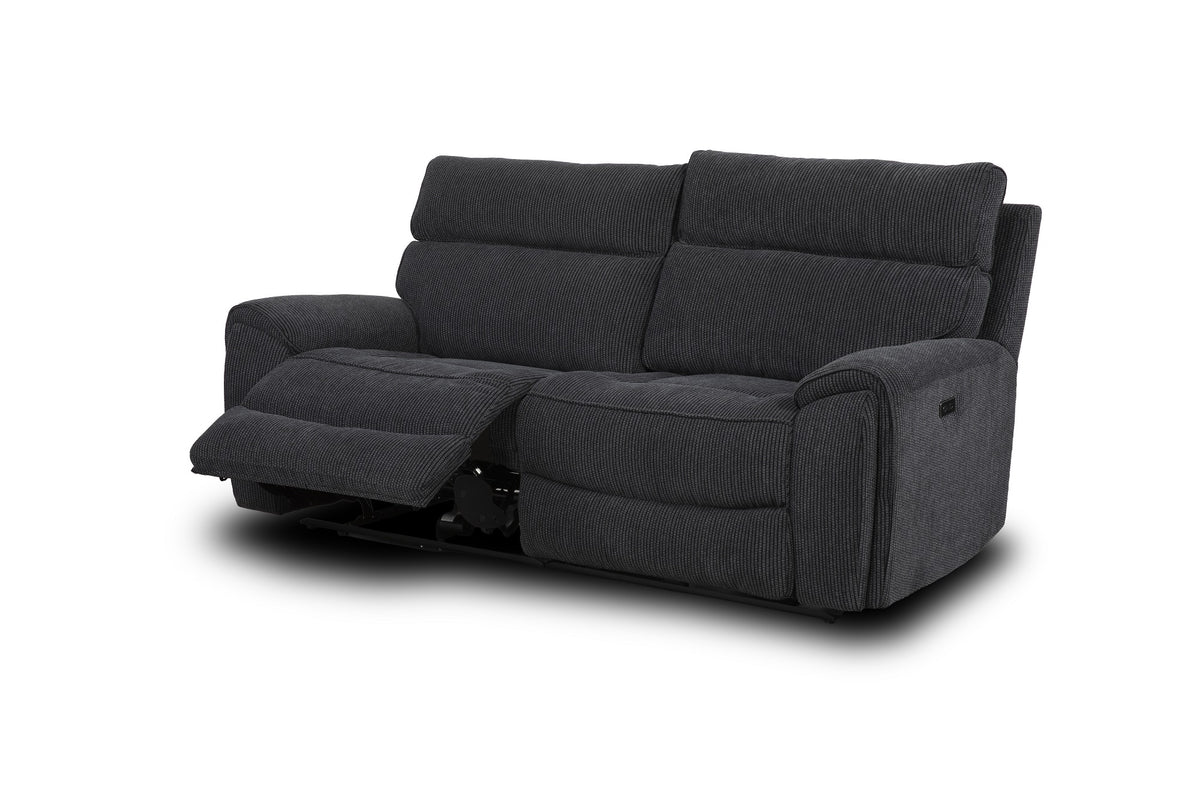 Atlanta Black Power Recliner 3 Seater Sofa