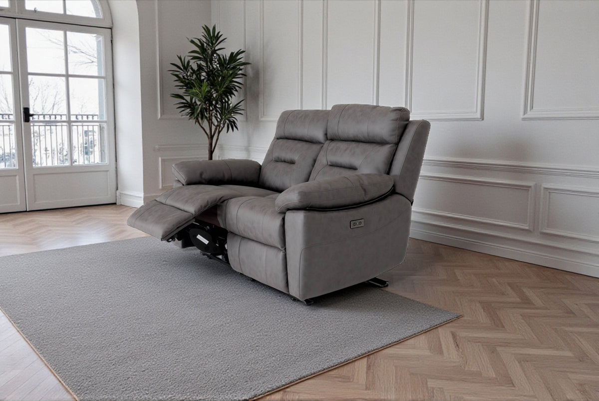 Lucca 2 Seater Power Recliner Sofa - Grey Fabric
