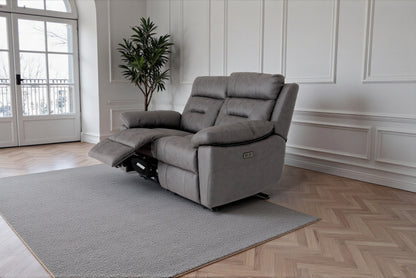 Lucca 2 Seater Power Recliner Sofa - Grey Fabric