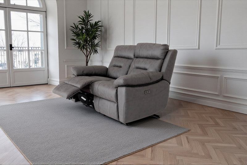 Lucca 2 Seater Power Recliner Sofa - Grey Fabric