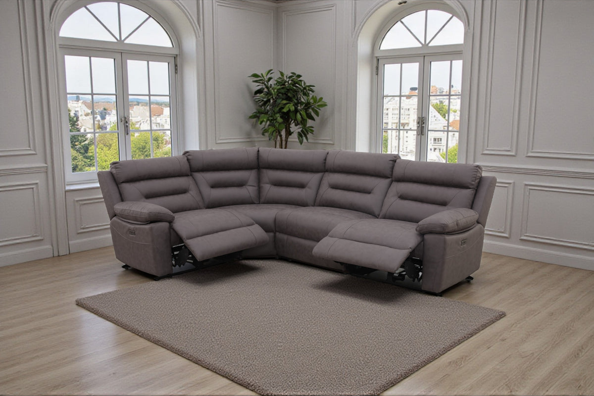 Lucca Power Recliner Modular Corner Sofa - Grey Fabric