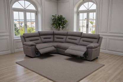 Lucca Power Recliner Modular Corner Sofa - Grey Fabric