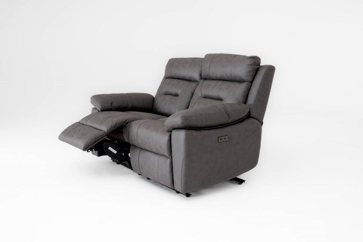 Lucca 2 Seater Power Recliner Sofa - Grey Fabric