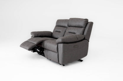 Lucca 2 Seater Power Recliner Sofa - Grey Fabric