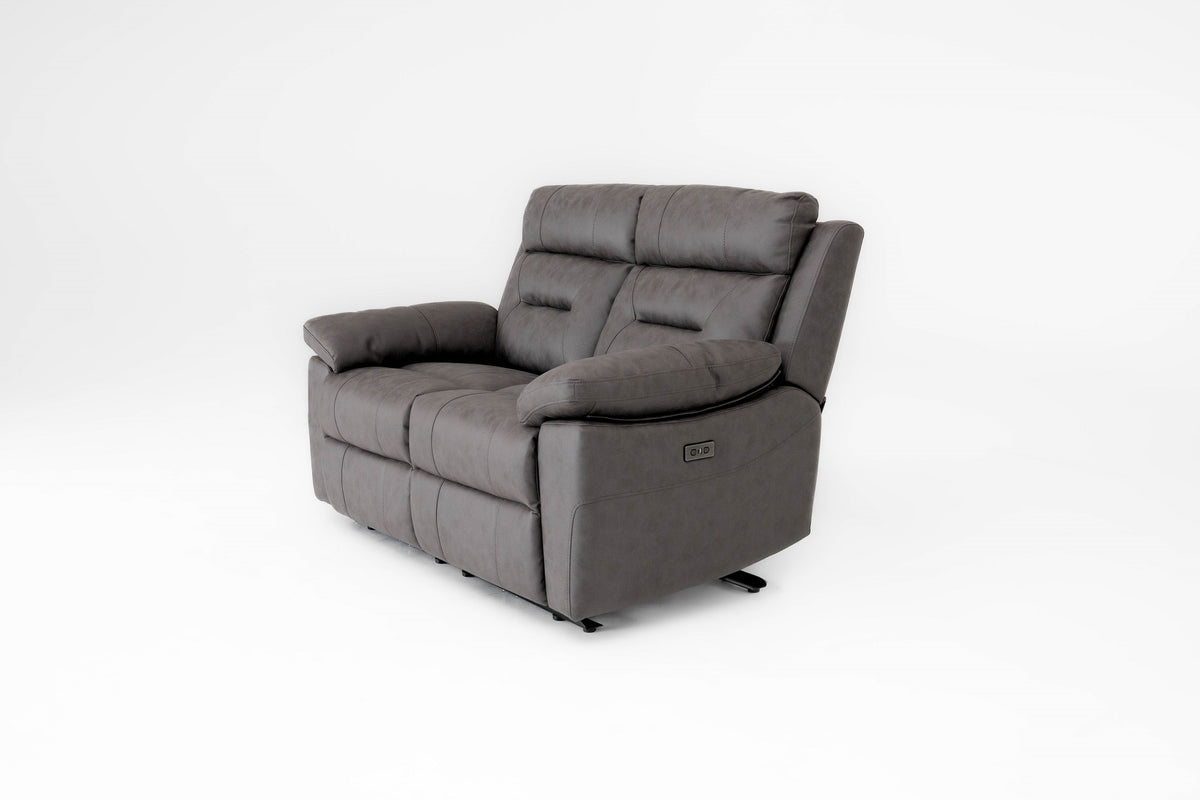 Lucca 2 Seater Power Recliner Sofa - Grey Fabric