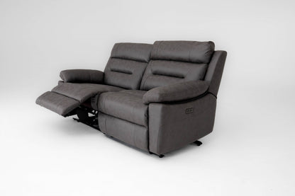 Lucca 3 Seater Power Recliner Sofa - Grey Fabric