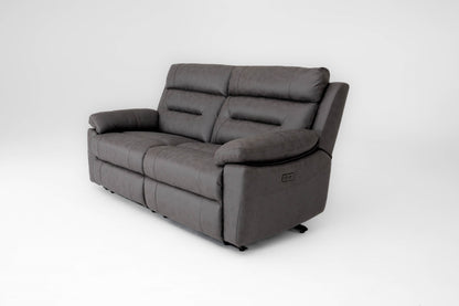 Lucca 3 Seater Power Recliner Sofa - Grey Fabric