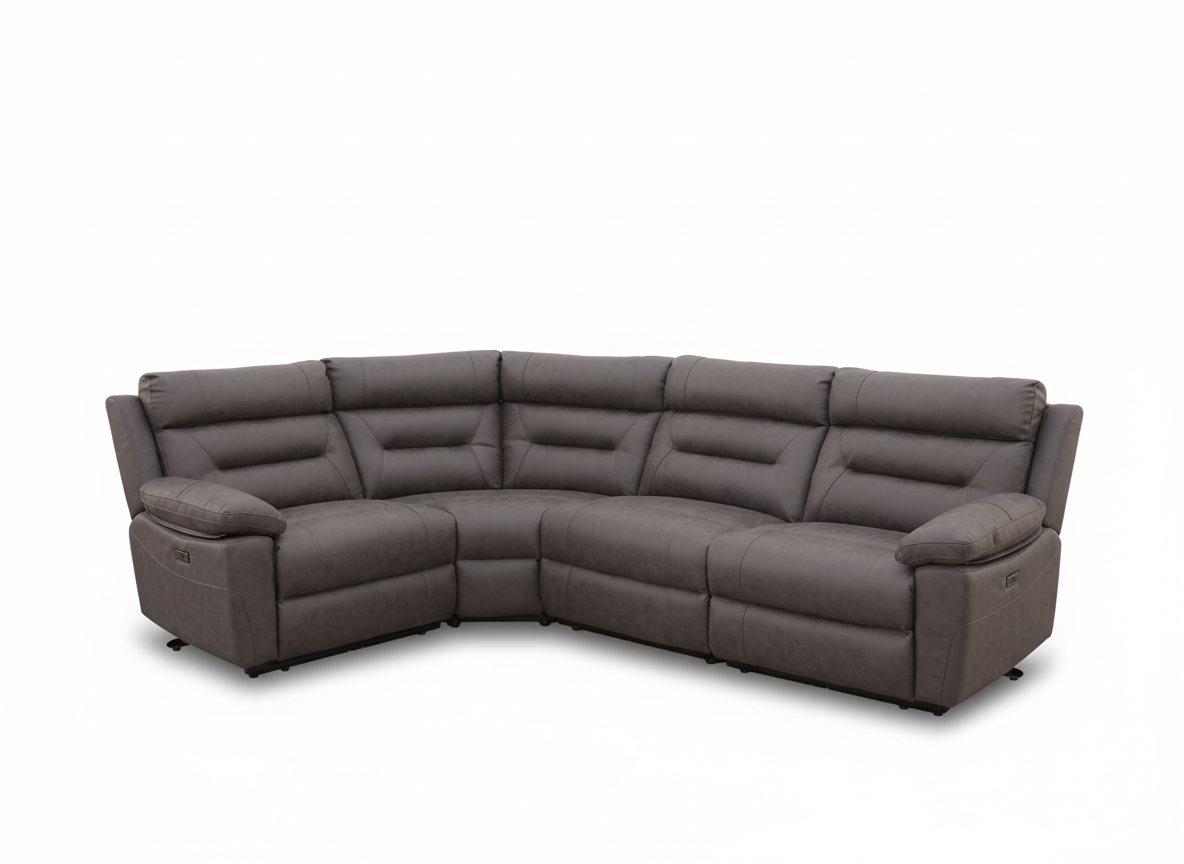 Lucca Power Recliner Modular Corner Sofa - Grey Fabric
