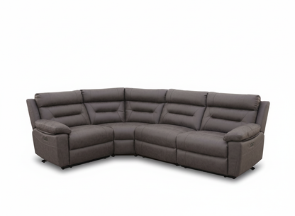 Lucca Power Recliner Modular Corner Sofa - Grey Fabric