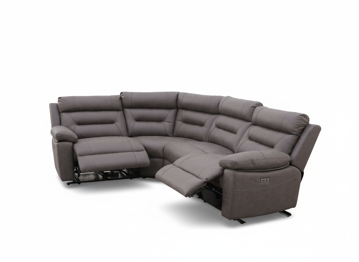 Lucca Power Recliner Modular Corner Sofa - Grey Fabric
