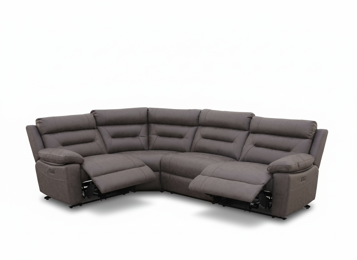 Lucca Power Recliner Modular Corner Sofa - Grey Fabric