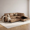 Elara Brown Faux Leather Suede 2C1 Right Hand Corner Sofa Bed with Storage