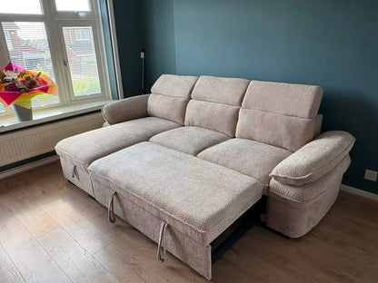 Hudson Universal Corner Storage Sofa Bed - Beige