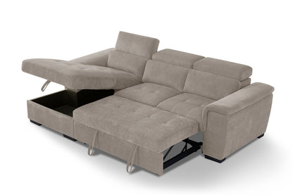 Alaya Storage L Shape Sofa Bed - Beige