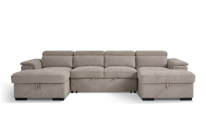 Alaya Storage U Shape Sofabed - Beige