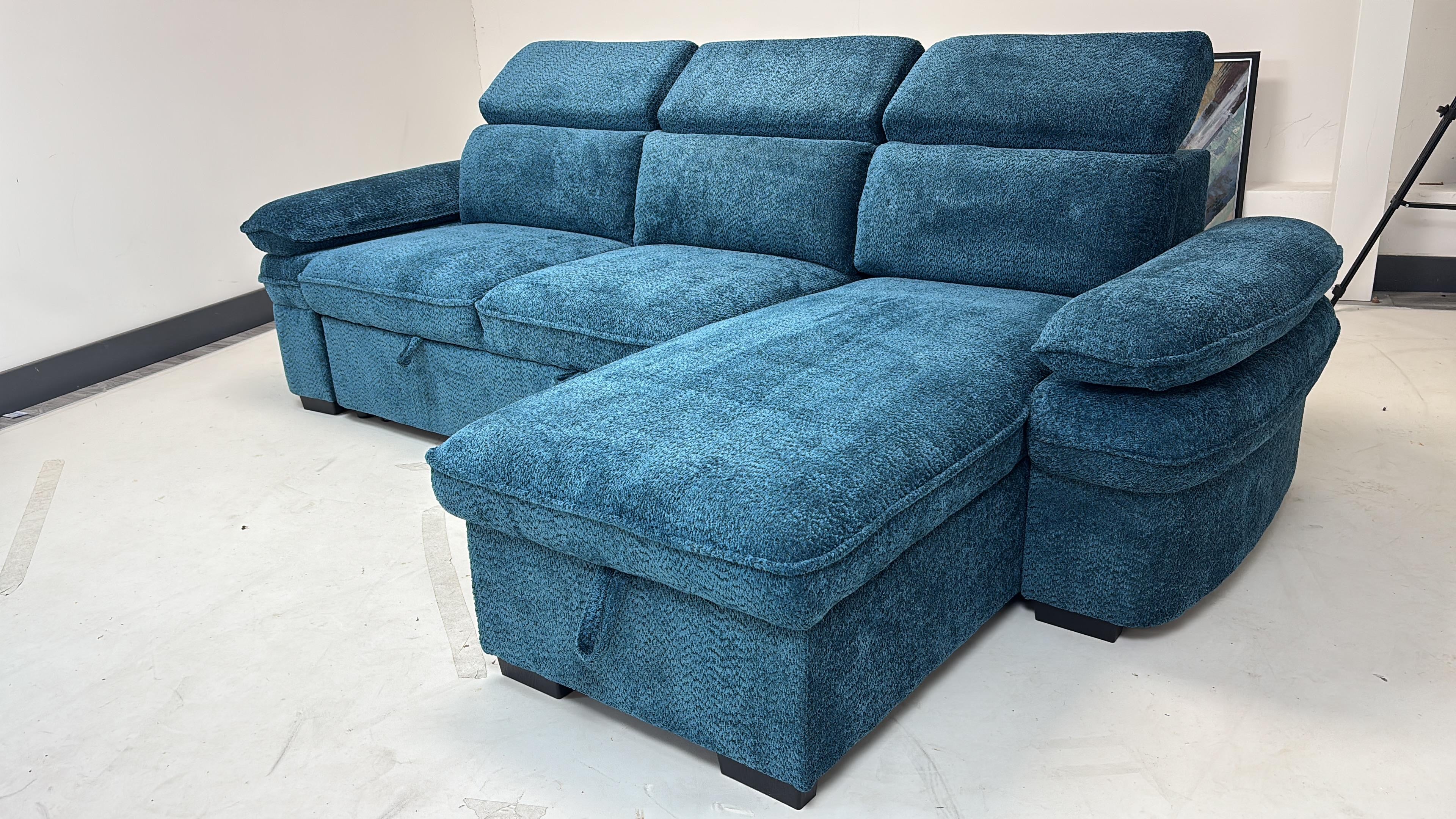 Hudson Universal Corner Sofa Bed - Blue