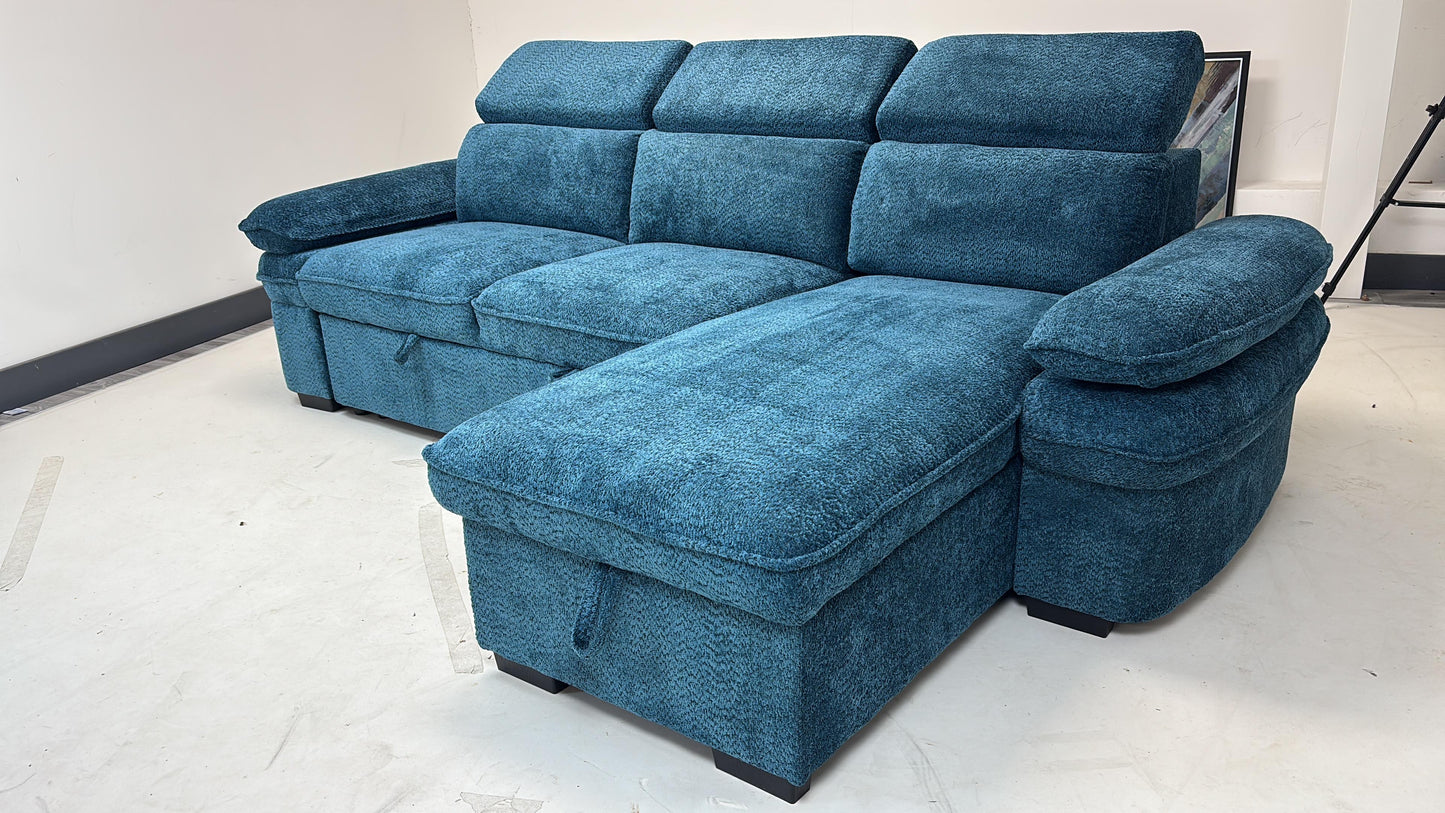 Hudson Universal Corner Sofa Bed - Blue