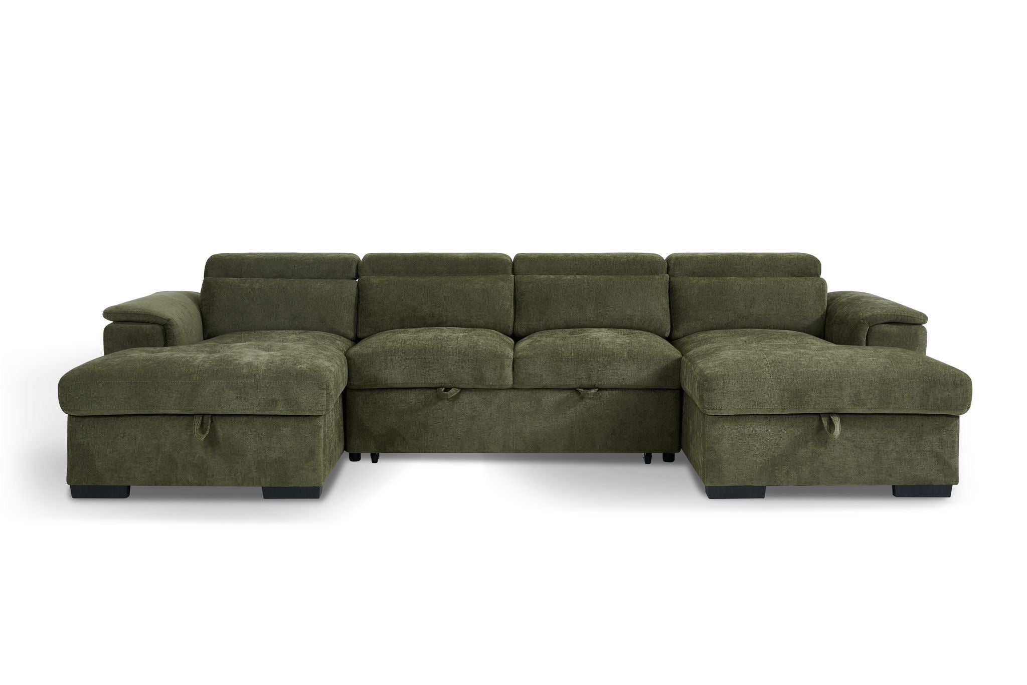 Alaya Storage U Shape Sofabed - Olive Green