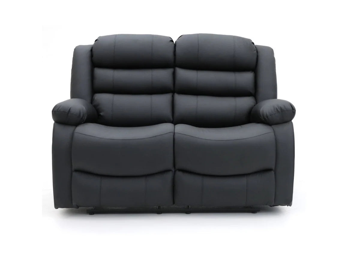 Roma 3+2 Aire Leather Manual Recliner Sofa - Black