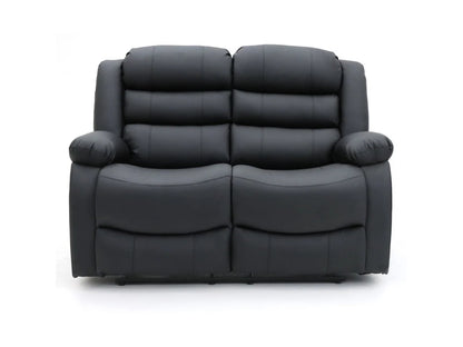Roma 3+2 Aire Leather Manual Recliner Sofa - Black