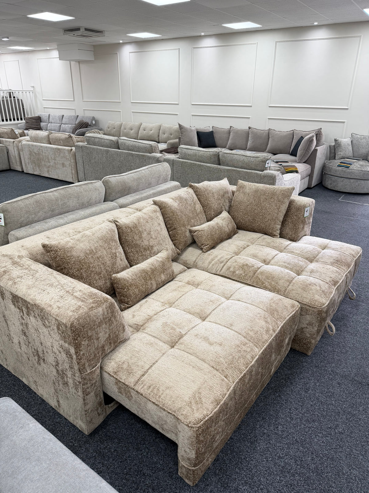 Brooklyn Electric Storage Right Hand Sofa Bed - Mushroom Beige