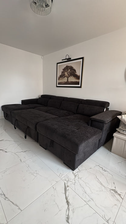 Alaya Storage U Shape Sofabed - Black