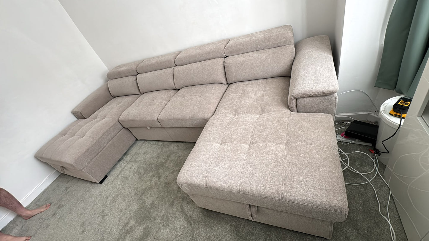 Alaya Storage U Shape Sofabed - Beige