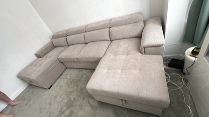 Alaya Storage U Shape Sofabed - Beige
