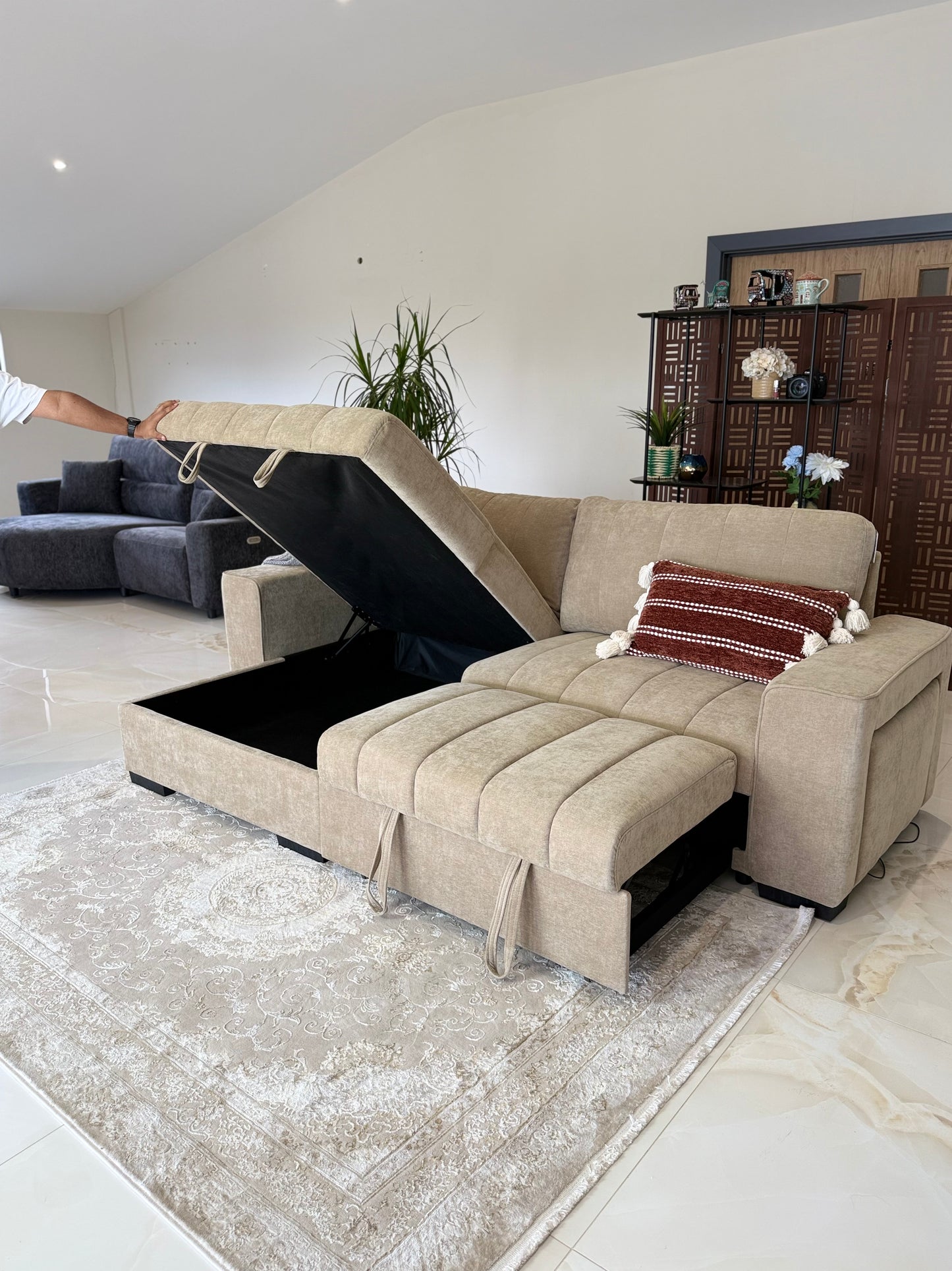 Franklin Universal Storage Sofa Bed With Cup Holders & USB/C Charging - Beige