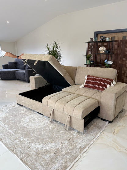 Franklin Universal Storage Sofa Bed With Cup Holders & USB/C Charging - Beige