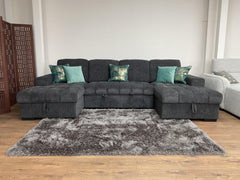 Palermo U Shape Storage Sofa Bed - Grey