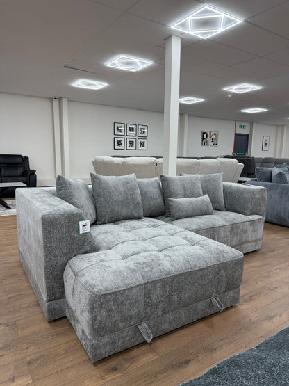 Brooklyn Electric Storage Left Hand Sofa Bed - Silver