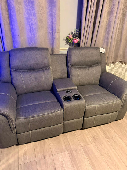 Galaxy Tech Fabric Electric Recliner 3+2 Seater Sofa - Grey