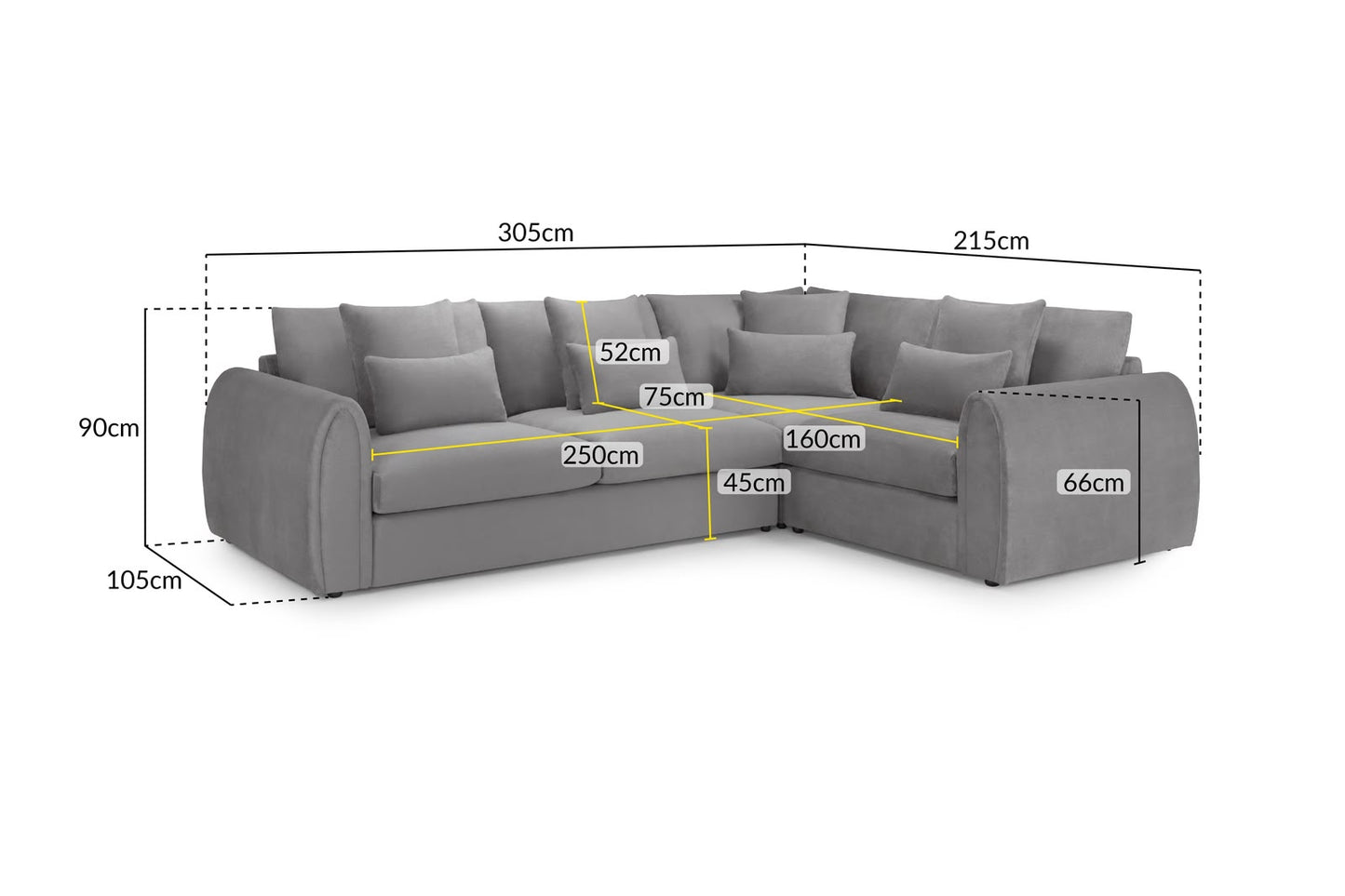Mirabel Sofa Right Hand Facing Corner Mocha