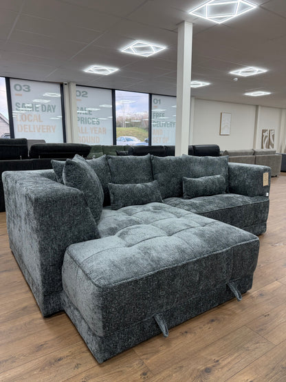 Brooklyn Electric Storage Left Hand Sofa Bed - Charcoal