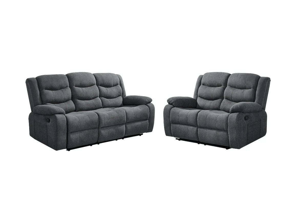 Roma 3+2 Grey Fabric Manual Recliner Sofa