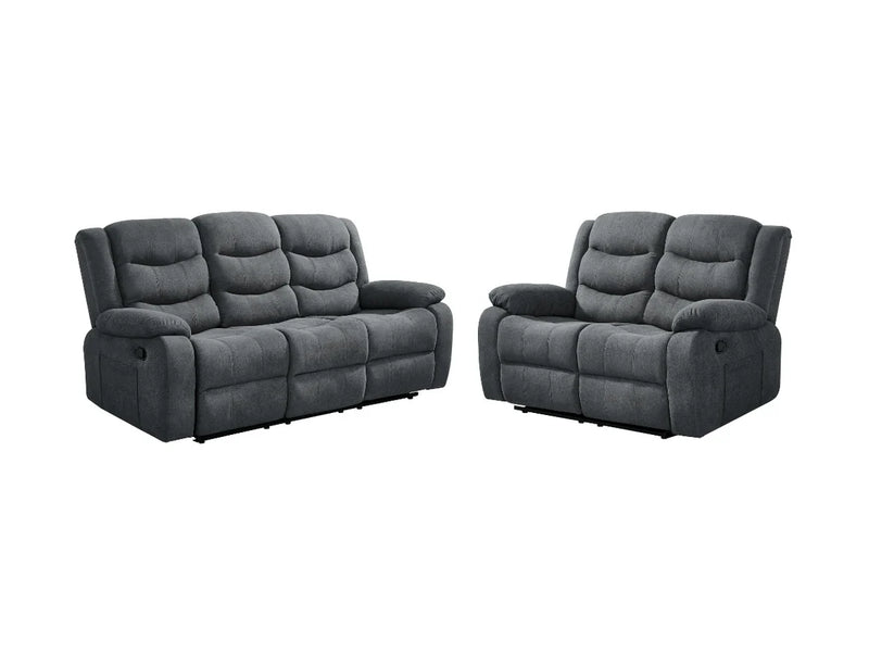 Roma 3+2 Grey Fabric Manual Recliner Sofa
